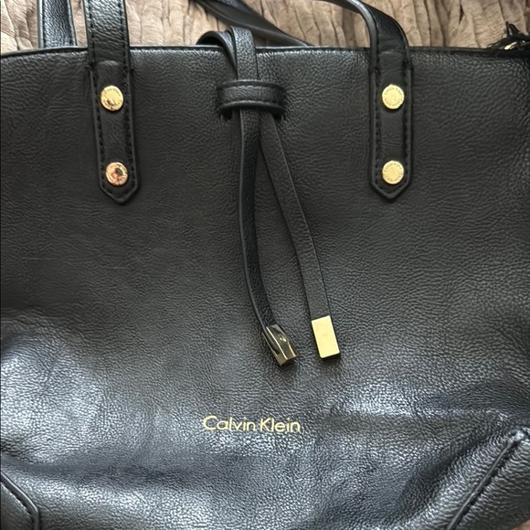 Vintage Calvin Klein Black Leather Tote with Sleek Design - Picture 6 of 7